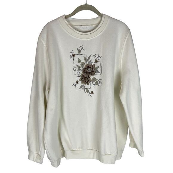 Vintage double collar floral embroidered sweatshirt - Picture 1 of 5